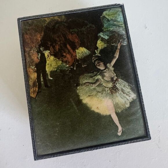 Vintage Degas Ballerina Dancers Ornate Metal Jewelry Box main image 6
